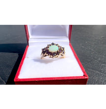 Load image into Gallery viewer, #505 - 10k Yellow Gold, Amethyst & Firey Opal Ring, Size 6 1/2