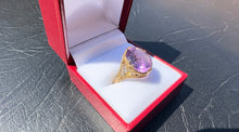 Load image into Gallery viewer, #312 - 14k Yellow Gold, Intricately Designed Filigree, Oval Cut Amethyst Ring, Size 9