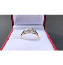 Load image into Gallery viewer, #490 - 14k Yellow Gold, Past Present Future Style Engagement Ring, Size 6 1/4