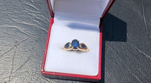 Load image into Gallery viewer, #304 - 10K Yellow Gold, Unique Custom Natural Sapphire Ring, Size 7 1/4