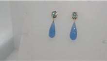 Load image into Gallery viewer, #313 - 14k Yellow Gold, Custom Drop Earrings, Blue Topaz & Blue Jadeite