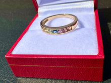 Load image into Gallery viewer, #706 - 14kt Yellow Gold, Sapphire Rainbow Band, Size 7
