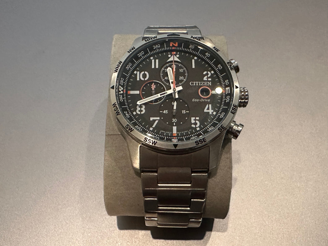 #742 - Citizen Eco-Drive Chronograph Stainless Steel Black Dial CA0790-83E 100M Men's Watch