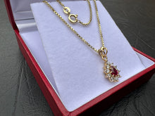 Load image into Gallery viewer, #678 - 14kt Ruby &amp; Diamond, Pendant &amp; Necklace 16” Long
