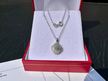 Load image into Gallery viewer, #662 - White &amp; Brown Diamond Floral Pendant &amp; 18” Sterling Rolo Chain
