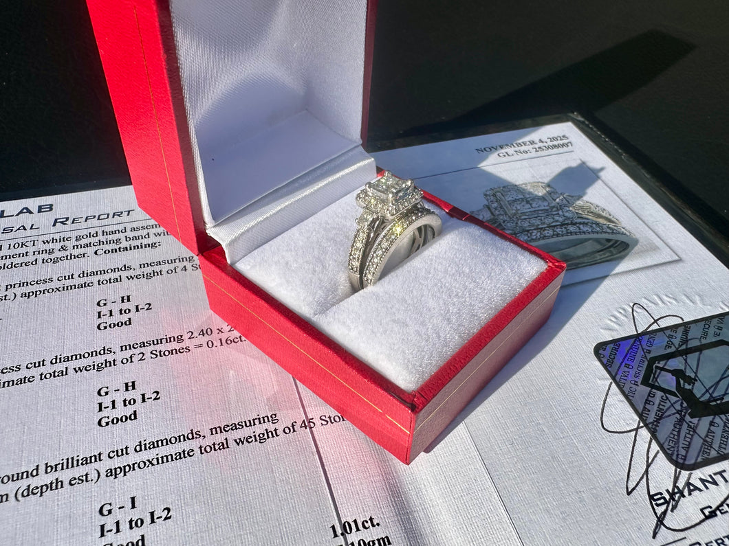 #747 - 1.01 Carat Diamond Wedding Set, 10kt White Gold, Size 6 1/4