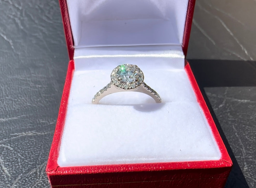 #549 - 1.10 Carat Natural Diamond Engagement Ring, 18k White Gold, Size 7 1/2