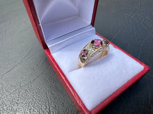 Load image into Gallery viewer, #690 - 14kt Yellow Gold, Garnet / Diamond Custom Ring, Size 7
