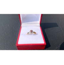Load image into Gallery viewer, #545 - 10kt Yellow Gold, Almandite &amp; Diamond Ring, Size 6 1/2
