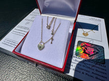 Load image into Gallery viewer, #642 - 14kt Yellow Gold Lock &amp; Key Diamond Pendant Necklace 16-18”
