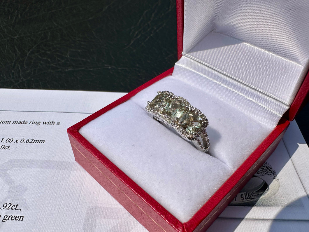 #664 - Peridot & Diamond Ring, Sterling Size 7 w/ Appraisal