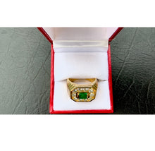 Load image into Gallery viewer, #574 - 14k Yellow Gold, 1.02 ct Diamond &amp; .42ct Emerald Ring, Size 8 3/4
