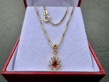 Load image into Gallery viewer, #678 - 14kt Ruby &amp; Diamond, Pendant &amp; Necklace 16” Long
