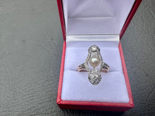 Load image into Gallery viewer, #605 - Vintage, 14k Yellow Gold, Pearl &amp; Diamond Ring, Size 8
