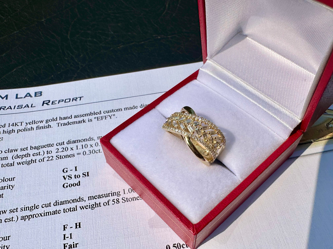 #637 - 14kt Yellow Gold, EFFY 1/2 Carat Diamond Ring, Size 5