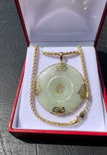 Load image into Gallery viewer, #309 - 14kt Yellow Good, 20ct Jadeite, Goodluck &amp; Fortune Pendant, 1.5” w/ 18” 10k Necklace
