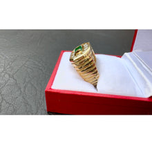 Load image into Gallery viewer, #574 - 14k Yellow Gold, 1.02 ct Diamond &amp; .42ct Emerald Ring, Size 8 3/4
