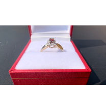 Load image into Gallery viewer, #545 - 10kt Yellow Gold, Almandite &amp; Diamond Ring, Size 6 1/2
