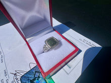 Load image into Gallery viewer, #866 - 925 Sterling Silver, Green Diamond Ring, Size 7
