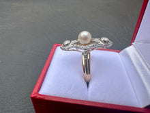 Load image into Gallery viewer, #605 - Vintage, 14k Yellow Gold, Pearl &amp; Diamond Ring, Size 8
