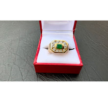 Load image into Gallery viewer, #574 - 14k Yellow Gold, 1.02 ct Diamond &amp; .42ct Emerald Ring, Size 8 3/4
