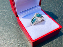 Load image into Gallery viewer, #680 - 18kt White Gold, Blue &amp; White 1.51ct Diamond Ring, Size 7
