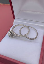 Load image into Gallery viewer, #431 - 10k White Gold, Diamond Halo Cluster Wedding Set
0.29 ctw | SZ 7
