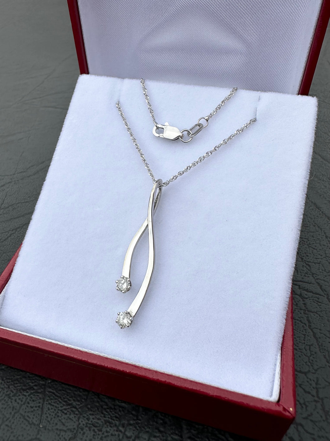 #337 - 14k White Gold, 18” Necklace & Custom 1.5” Diamond Pendant