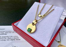 Load image into Gallery viewer, #715 - 10-18k 20” Chain &amp; .57ct Emerald Pendant.

