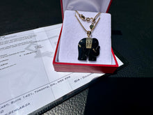 Load image into Gallery viewer, #785 - 10-14k Yellow Gold, Black Onyx Elephant Pendant &amp; 22” Chain
