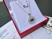 Load image into Gallery viewer, #651 - 14kt Gold, White, Black &amp; Blue Diamond Evil Eye Pendant, 18” Chain
