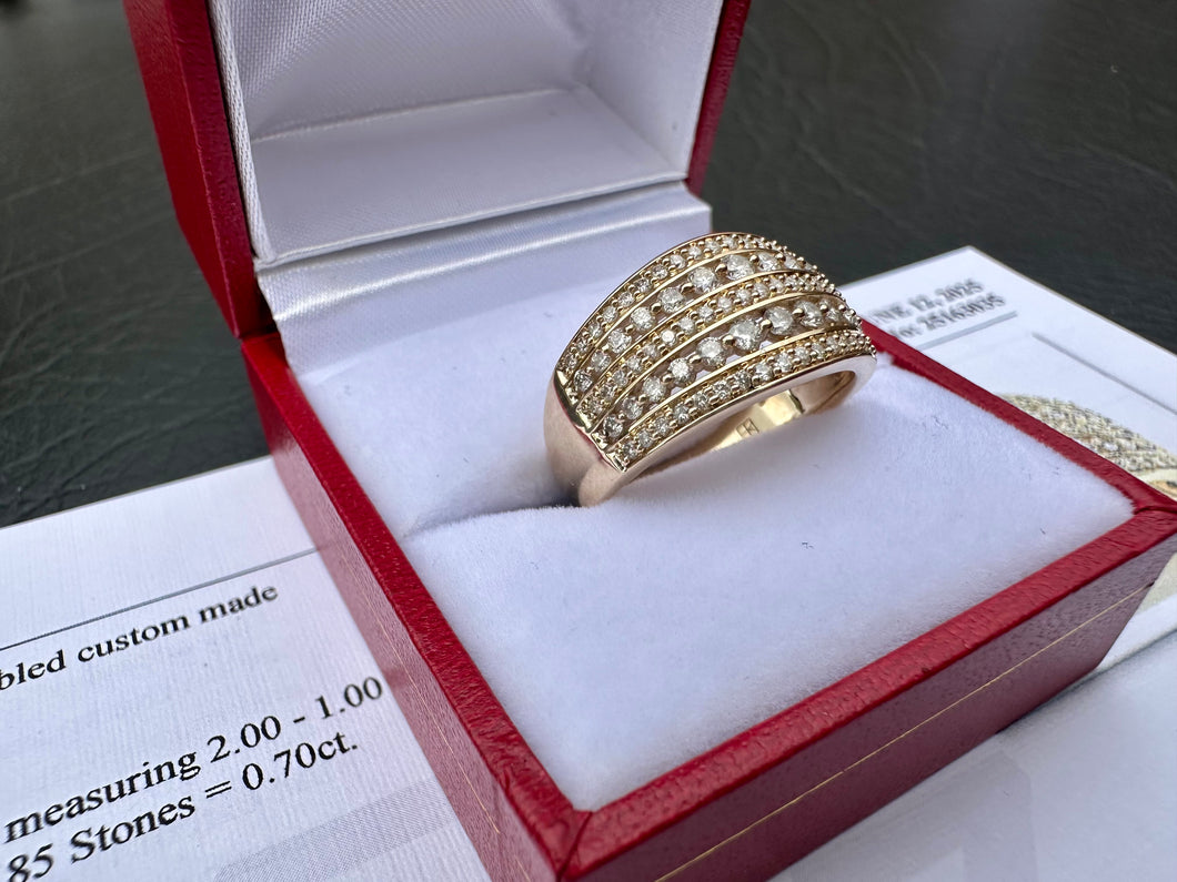 #716 - 10k Yellow Gold, .70ct Diamond Row Band Size 7