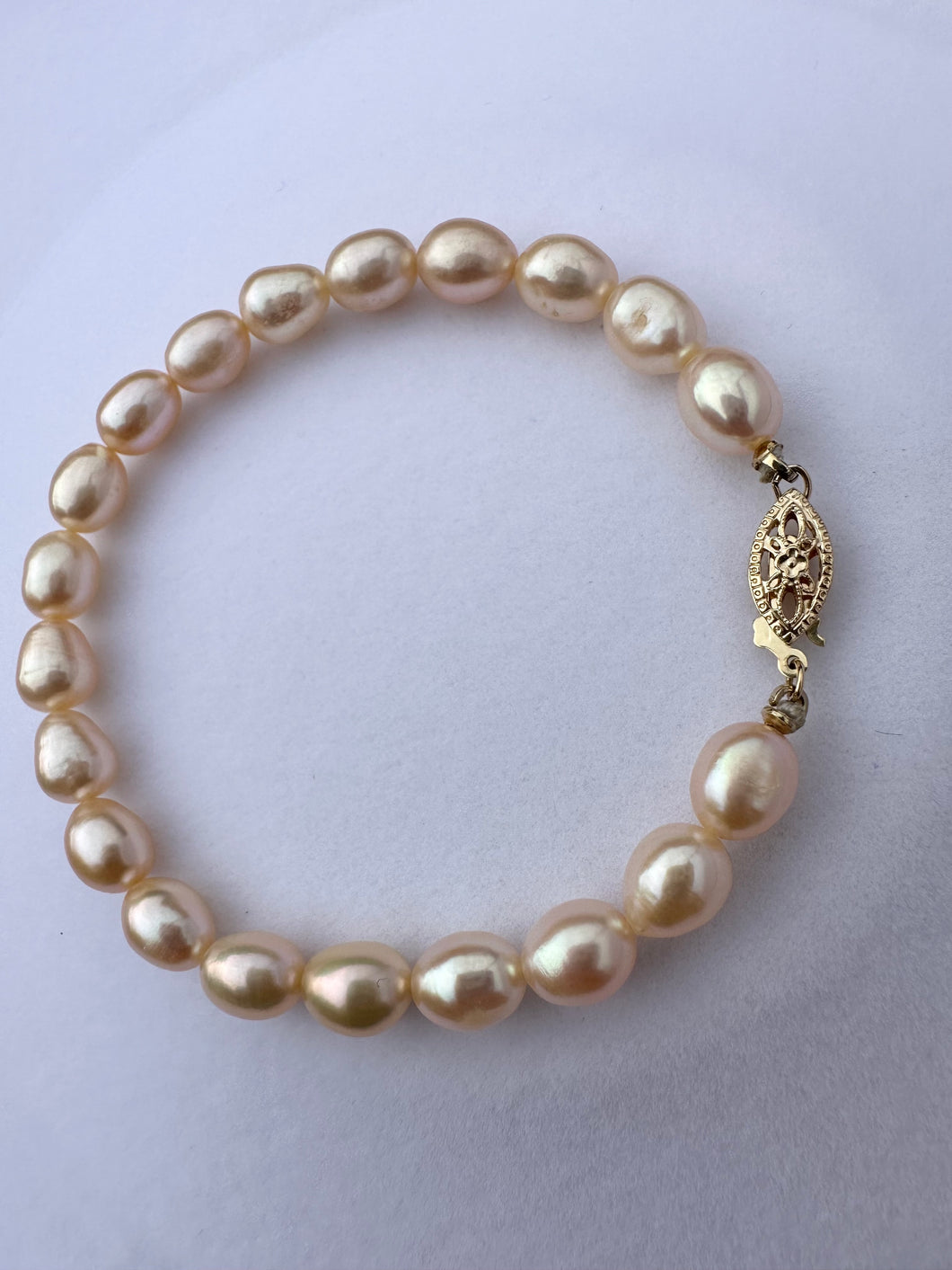 #400 - 7”, 14kt Yellow Gold, Chinese Freshwater Pearl Bracelet