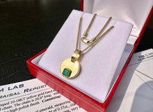 Load image into Gallery viewer, #715 - 10-18k 20” Chain &amp; .57ct Emerald Pendant.
