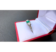 Load image into Gallery viewer, #575 - 18kt White Gold, Birks Emerald &amp; Diamond Ring, Size 7 3/4
