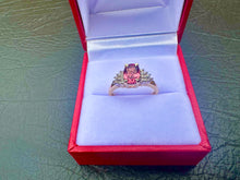 Load image into Gallery viewer, #593 - 10k Yellow Gold, Tourmaline &amp; Diamond Ring Size 6
