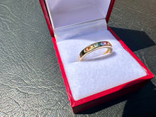 Load image into Gallery viewer, #706 - 14kt Yellow Gold, Sapphire Rainbow Band, Size 7

