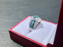 Load image into Gallery viewer, #680 - 18kt White Gold, Blue &amp; White 1.51ct Diamond Ring, Size 7
