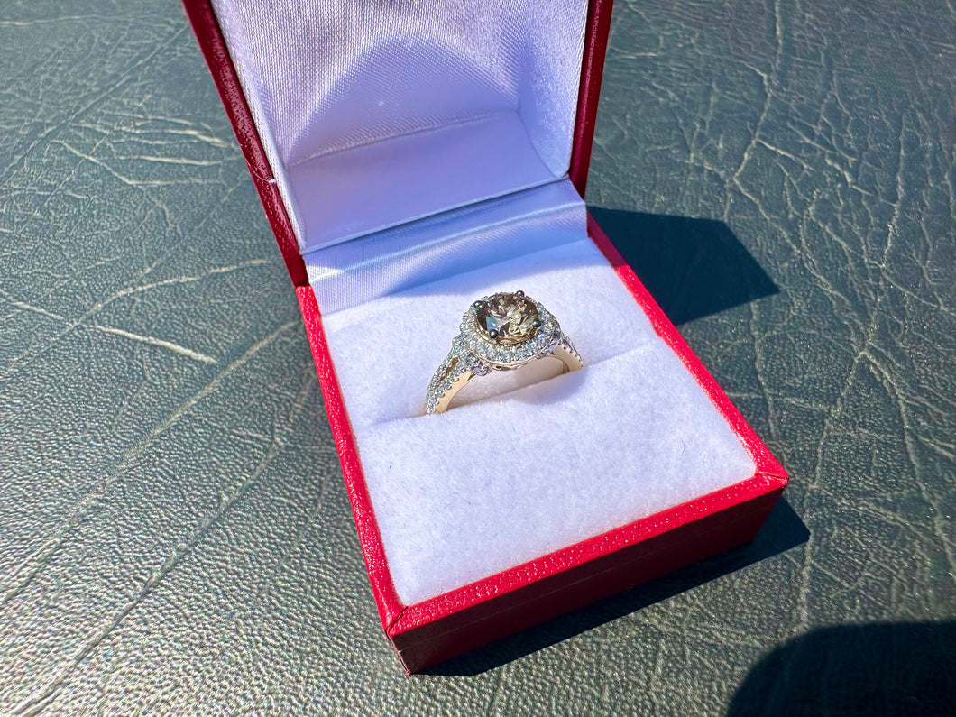 #623 - 14kt Yellow Gold, 1.17ct Brown Diamond Ring, Size 6