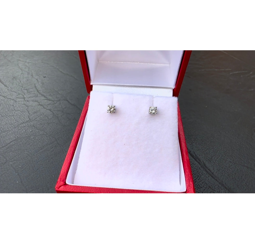 #578 - .18 Carat Natural Diamond Screwback Studs, 14k - NEW