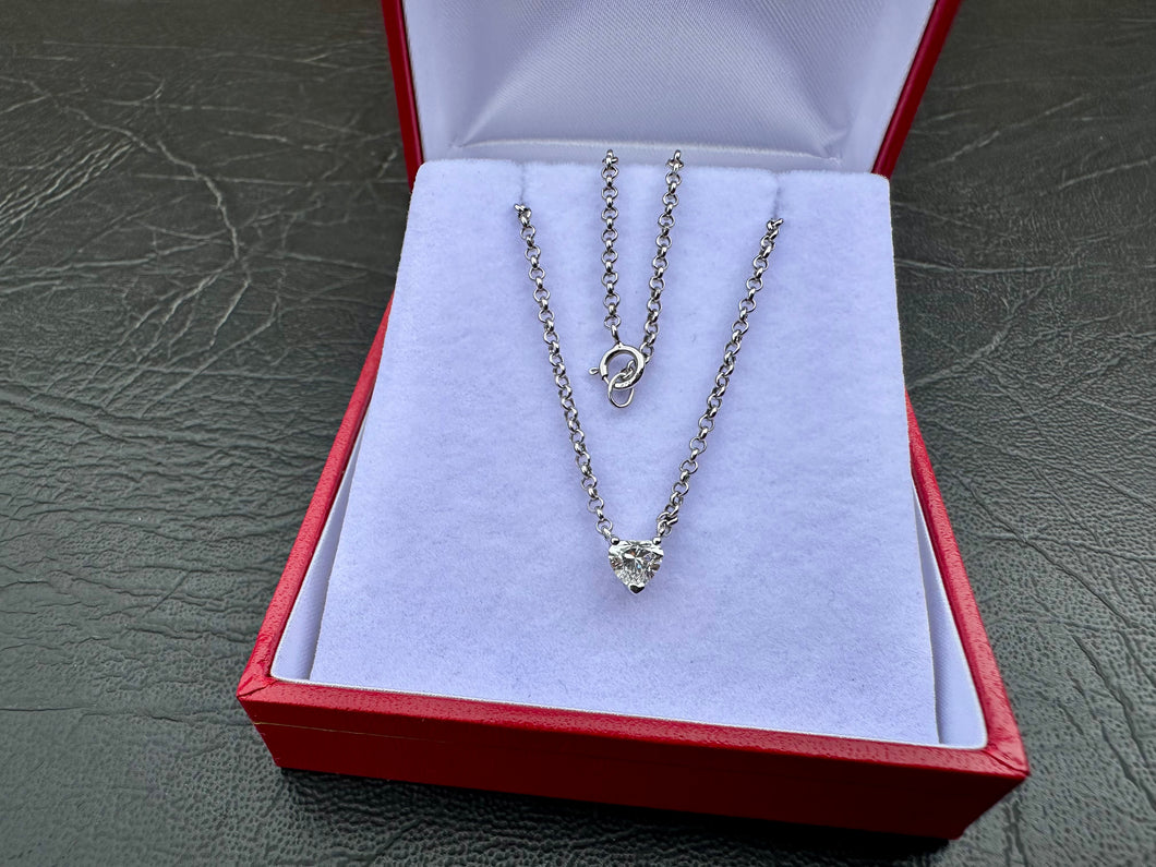 #648 - 14kt Gold, 18” Rolo Chain & 1/2ct Diamond Heart Pendant