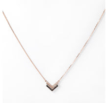 Load image into Gallery viewer, #835 - 10k Rose Gold, Brown &amp; Black Diamond Chevron Necklace 16-18”
