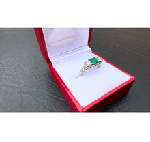 Load image into Gallery viewer, #575 - 18kt White Gold, Birks Emerald &amp; Diamond Ring, Size 7 3/4
