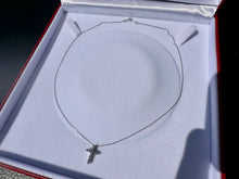 Load image into Gallery viewer, #805 - 14kt White Gold, CZ Cross &amp; 18” Necklace
