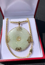 Load image into Gallery viewer, #309 - 14kt Yellow Good, 20ct Jadeite, Goodluck &amp; Fortune Pendant, 1.5” w/ 18” 10k Necklace
