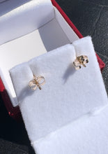 Load image into Gallery viewer, #412 - 14k Yellow Gold, Pear Cut Sapphire &amp; Diamond Push Back Studs
