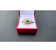 Load image into Gallery viewer, #574 - 14k Yellow Gold, 1.02 ct Diamond &amp; .42ct Emerald Ring, Size 8 3/4
