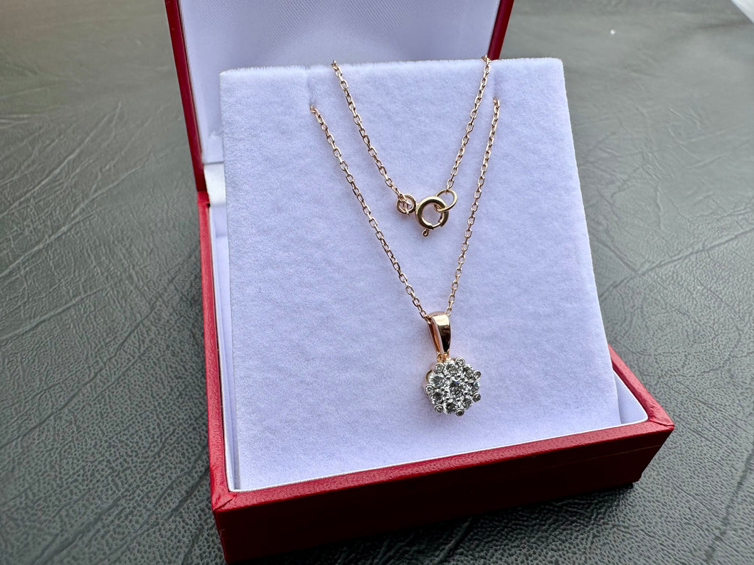 #714 - 1/2 Carat Diamond Pendant / Necklace, 14kt Rose Gold, 18”