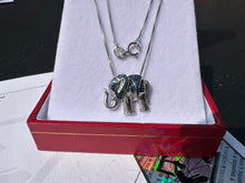 Load image into Gallery viewer, #660 - Blue Diamond Elephant Pendant &amp; 18” Sterling Chain
