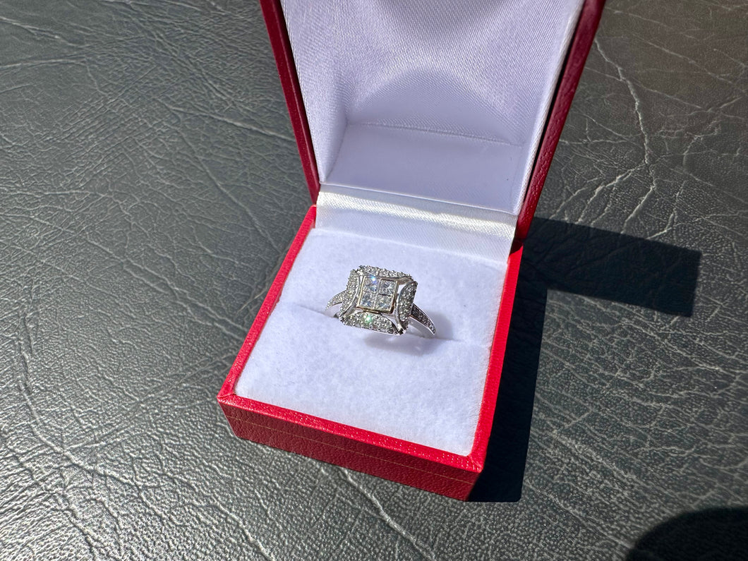 #704 - 14k White & Yellow Gold, .80CT Diamond Ring, Size 7
